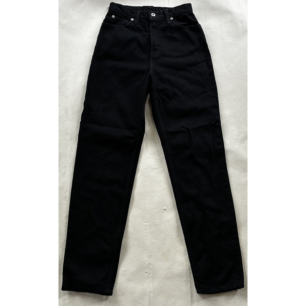 Vintage Faded Glory Black Jeans High Rise Tapered Mom Jeans 100% Cotton 8